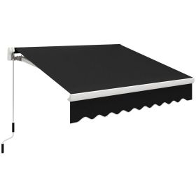 8' x 6.6' Patio Retractable Awning, Manual Exterior Sun Shade Deck Window Cover, Black