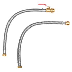 Water Heater Kit, Push-Fit Valve Flexible Water Heater Connector with 3/4" FIP x 3/4" PTC Ball Valve