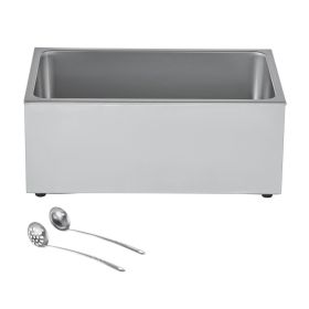 Commercial Food Warmer, 1200W Electric Stainless Steel Steam Food Warmer, Fast Heating Countertop Buffet Bain Marie with Soup & Perforated Ladles