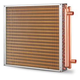 Heat Exchanger Water to Air, 20"x 20" with 3-Row 3/8" Copper Ports, 242 Aluminum Fins Heat Exchanger for Outdoor Wood Furnaces