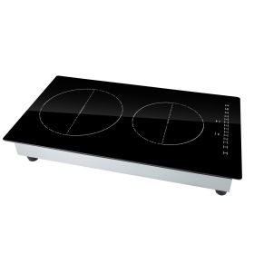 Electric Cooktop, 2 Burners, 12'' Induction Stove Top, Built-in Magnetic Cooktop 3000W, 9 Heating Level Multifunctional Burner