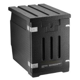 Insulated Food Pan Carrier, 82 Qt Hot Box for Catering, LLDPE Food Box Carrier with Double Buckles, Front Loading Food Warmer for Restaurant, Can