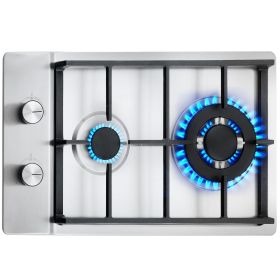 Gas Cooktop 12 inch, Max 12250BTU 2 Burners Built-in Stainless Steel Gas Stove Top
