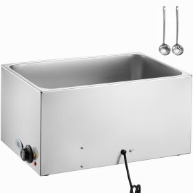 Commercial Food Warmer 19QT Bain Marie 1200W Electric Buffet Warmer Steam Table Food Warmer Countertop Stainless Steel Food Warmer Wet or Dry Use