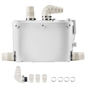Macerator Pump, 500W, 29 GPM Flow, 26 ft/8 m Head, Macerator Sewerage Toilet Pump with 4 Water Inlets