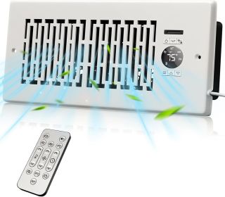 Register Booster Fan Fits 4' x 10' Register Holes, Smart Control Heating Cooling AC Vent Fan (Color: White)