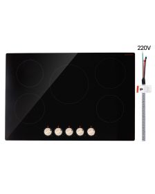 Induction Cooktop, 9200W Electric Countertop Burner, 5 Burner Knob Control Stove, Built-in Induction Cooktop with 12 Temperature Settings (Default: Default)